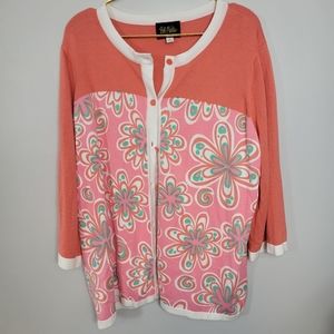 1X Bob Mackie Wearable Art Pastel Floral Cardigan